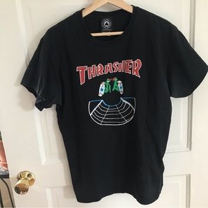 black thrasher t-shirt.